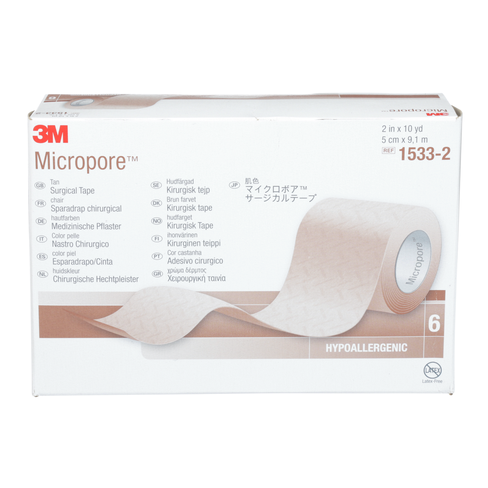 Micropore Kuituteippi, Ruskea, 5 cm x 9,1 m, 6 rullaa 6 kpl