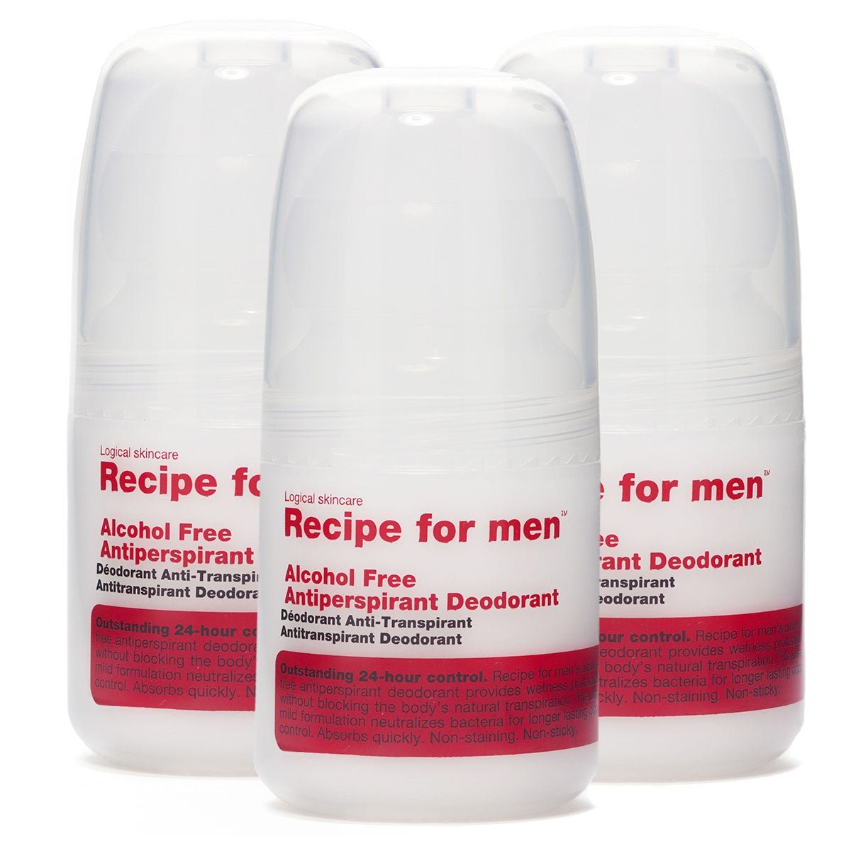 Recipe for men Antiperspirant Deodorant Trio 3 x Alcohol Free 60 ml - 180 ml