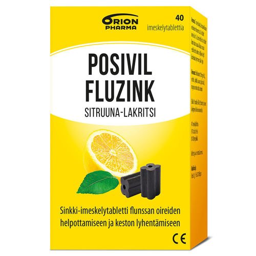 Posivil Fluzink Sitruuna-lakritsi 40 imeskelytablettia *