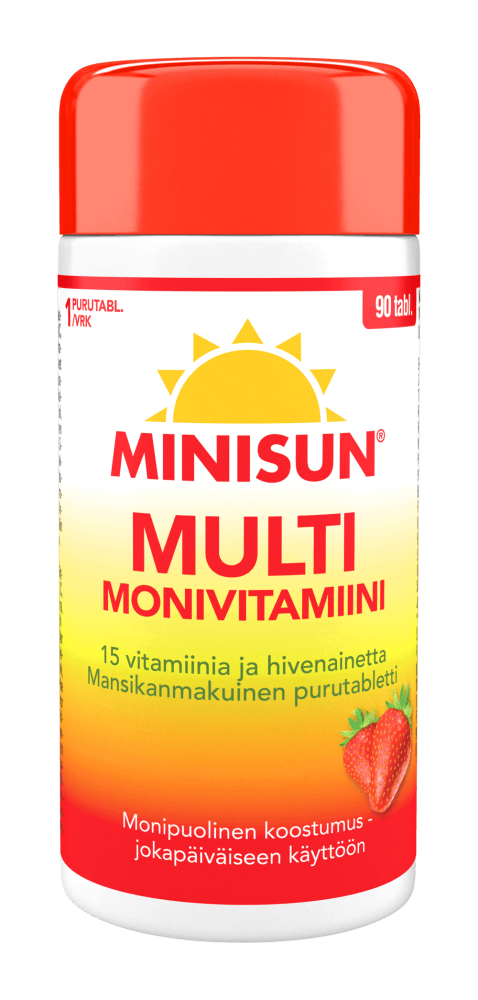 Minisun Monivitamiini Multi Mansikka 90 tabl