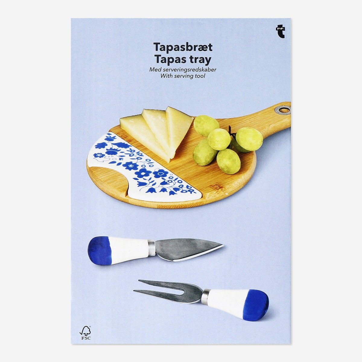 Bambu Tapas-tarjotin tarjoilutyökaluineen