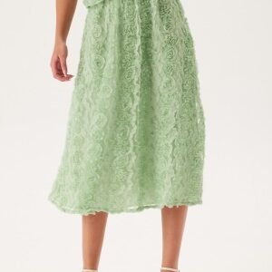 BUBBLEROOM 3D Flower Midi Skirt Dusty green XL