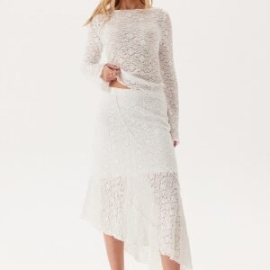 BUBBLEROOM Asymmetric Lace Skirt White XL