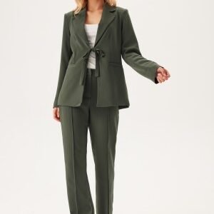 BUBBLEROOM Flared Structured Suit Trousers Dark green 42