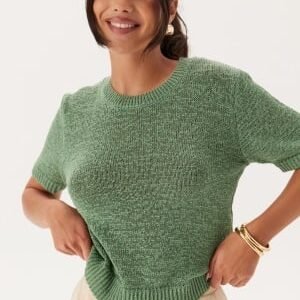 BUBBLEROOM Knitted Short Sleeve Sweater Green XL