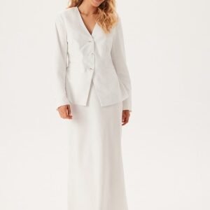 BUBBLEROOM Linen Blend Maxi Skirt Offwhite 42