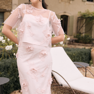 Bubbleroom Occasion 3D Floral Straight Ankle Skirt Light pink XL