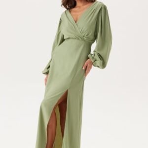 Bubbleroom Occasion Balloon Sleeve Wrap Gown Dusty green XL