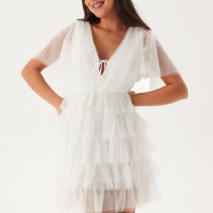 Bubbleroom Occasion Deep V-neck Tulle Dress  White 44