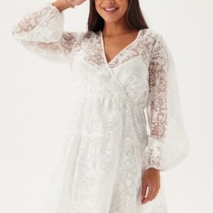 Bubbleroom Occasion Overlap Balloon Sleeve Dress White L