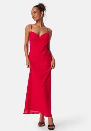 Bubbleroom Occasion Waterfall Slip Ankle Dress Red XS