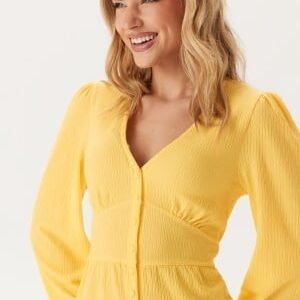 BUBBLEROOM Structure Button Midi Dress Light yellow XL