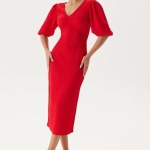 BUBBLEROOM Structure Puff Sleeve Dress Red XL