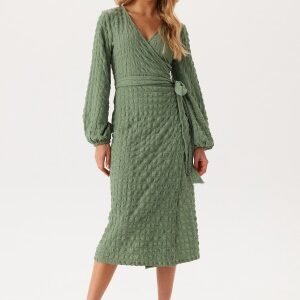 BUBBLEROOM Structure Wrap Dress Dusty green XL