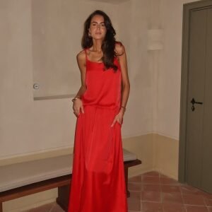 BUBBLEROOM CC Viscose Maxi Satin Skirt Red XL