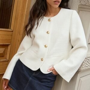 Chiara Forthi Wide Sleeve Bouclé Jacket Offwhite XL