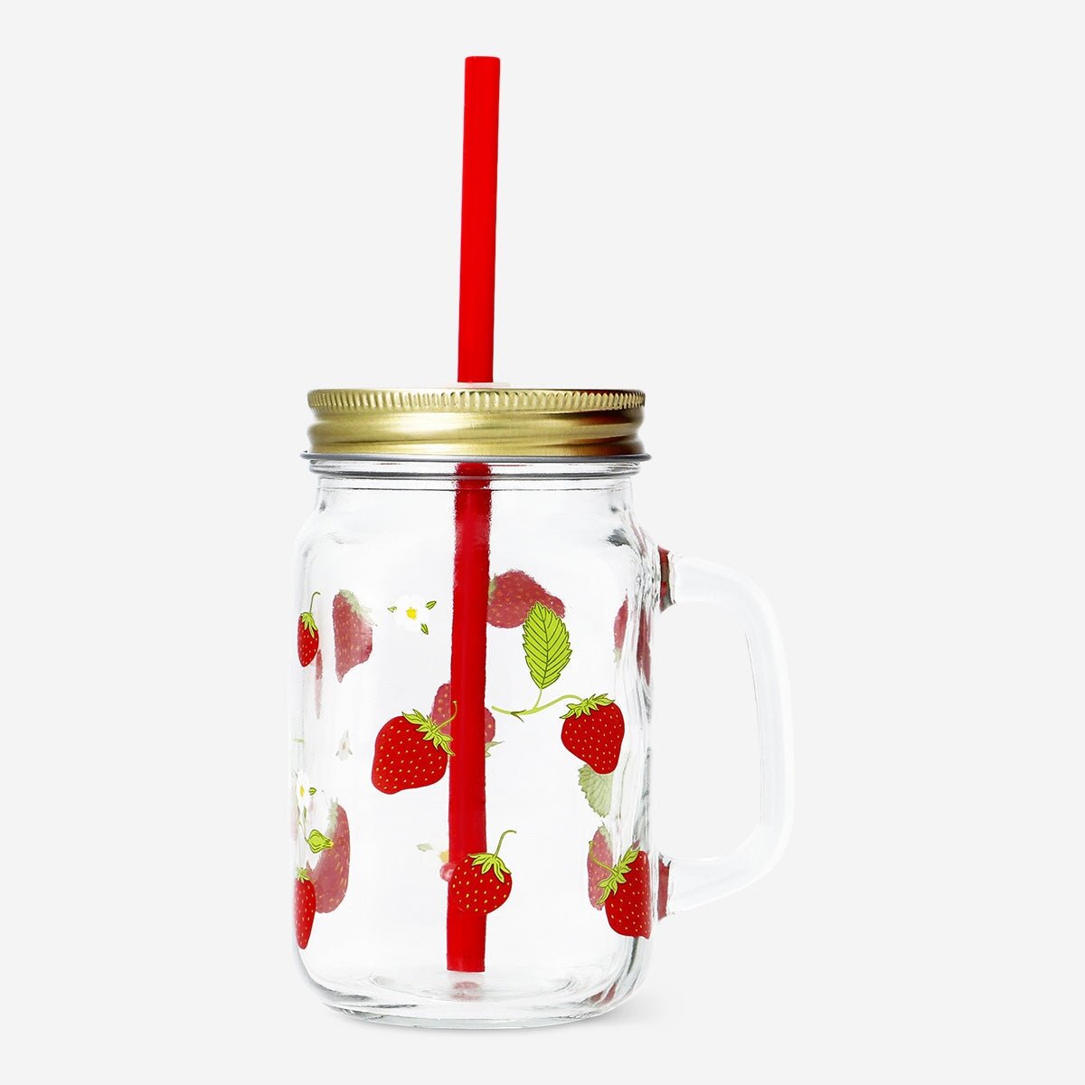 Kuppi, jossa marjapainatus ja pillit - 450 ml
