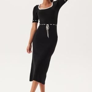 Happy Holly Knitted Bow Dress Black/Cream 48/50