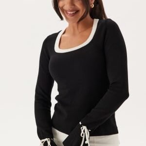 Happy Holly Knitted Bow Sweater  Black/Cream 48/50