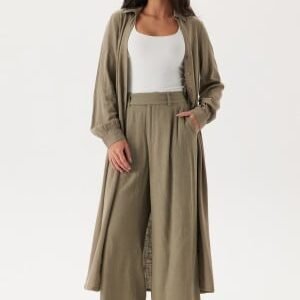Happy Holly Linen Shirt Dress Khaki green 48/50