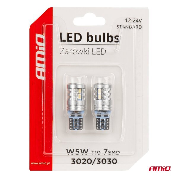 LED canbus T10 W5W 6*3020 1*3030SMD valkoinen 12/24V