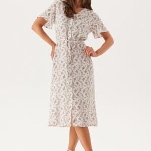 Pieces Pcnya Ss V-neck Midi Dress Cloud Dancer Aop:romantic Flow S
