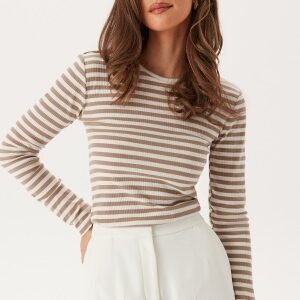Pieces Pcruka Ls Top Noos Silver Mink Stripes:cloud Danc XS