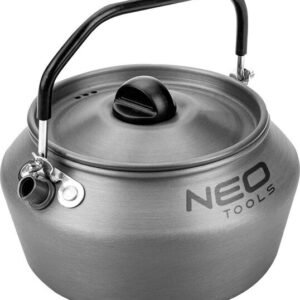 harmaa retkikeitin, alumiinia, ruostumatonta terästä, 0,8 l, kansi, kuljetuslaukku, neo-työkalut