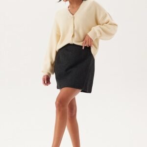 SELECTED FEMME Slflelou Hw Mini Skirt Dark Grey Detail:herringbone 42