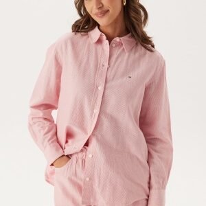TOMMY JEANS Tjw Rlx Linen Shirt Th3 Precious Pink/STRIPE XS