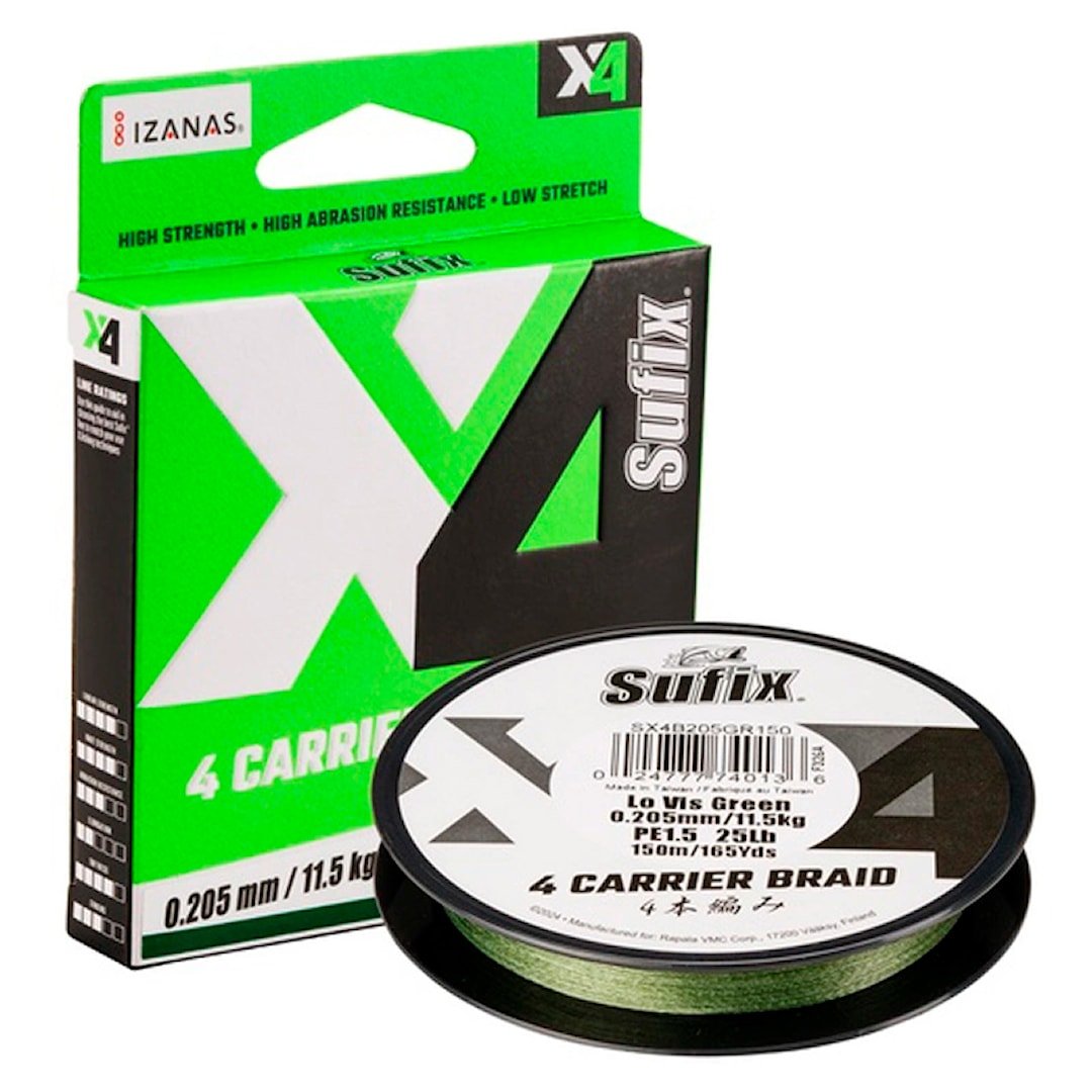 Sufix X4 Lo Vis Green 300 m kuitusiima 0,29 mm