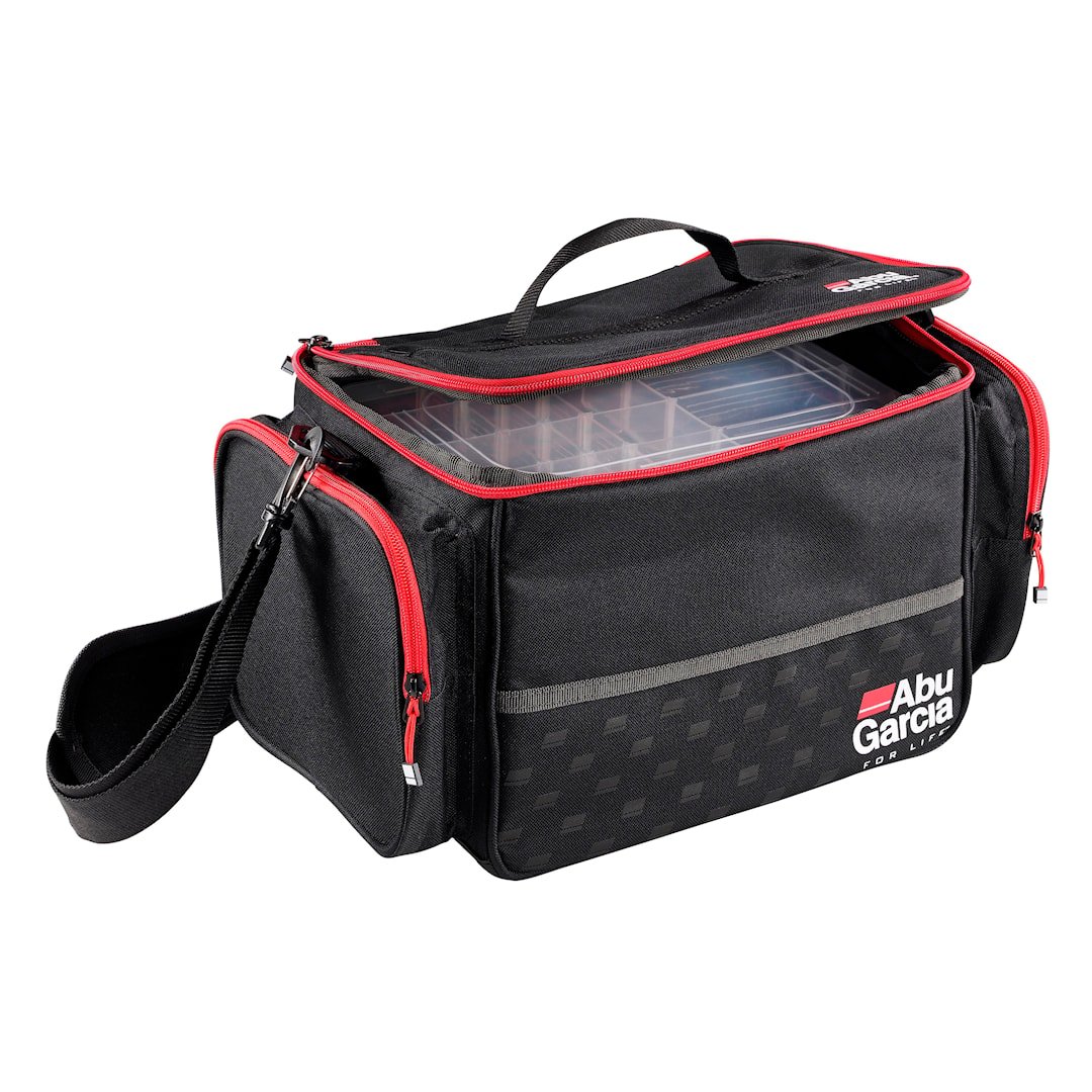 Abu Garcia Shoulder Bag vieherasialaukku + 3 rasiaa