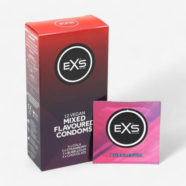 EXS Condoms Mixed Flavoured Makukondomit 12 kpl
