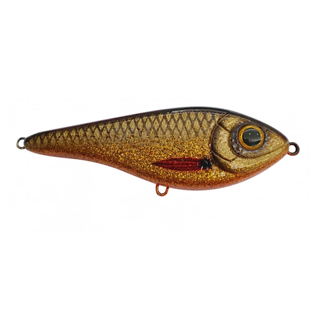 Strike Pro Buster Swim 13 cm jerkki Golden Roach
