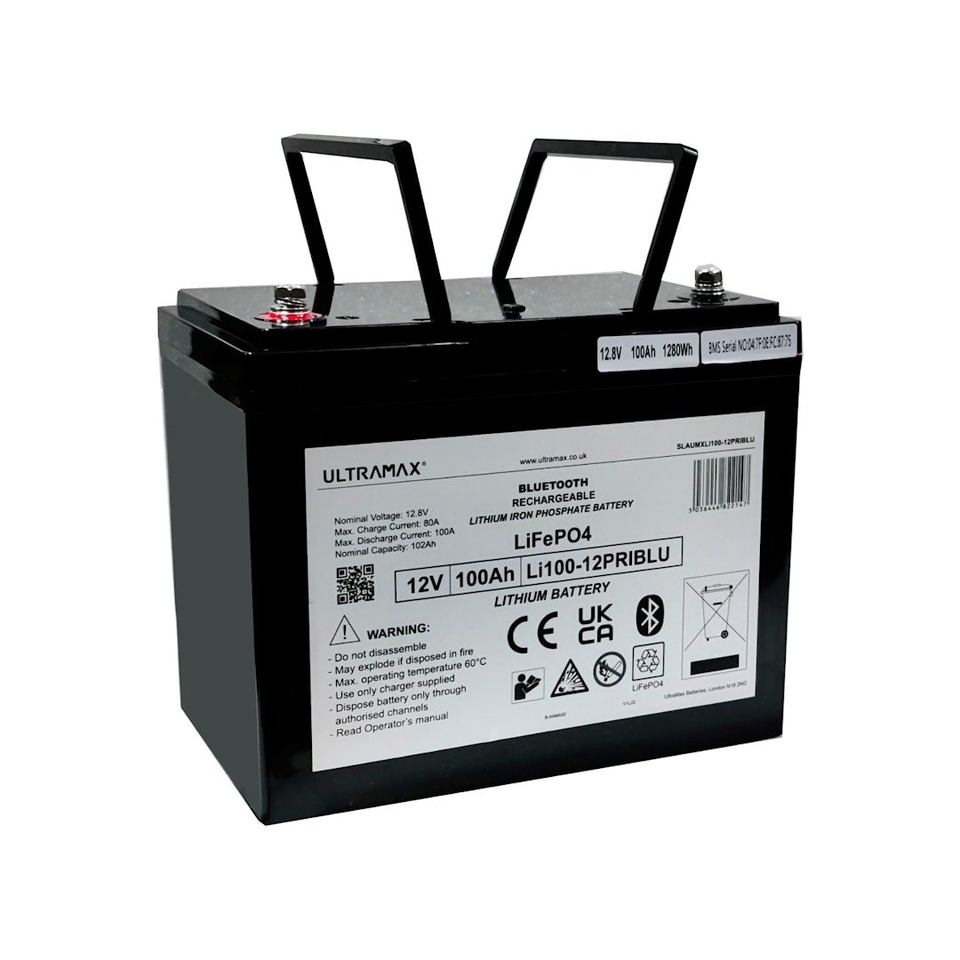 Ultramax 12V 100 Ah Bluetooth LiFePO4 litiumakku