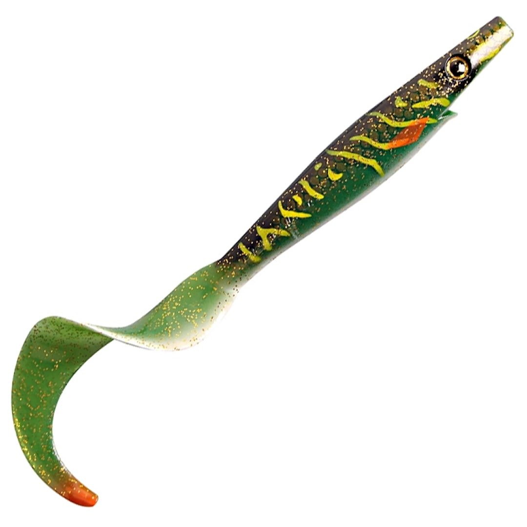 The Pig Tail Jr 23 cm 2 kpl/pkt Green Motoroil Pike UV